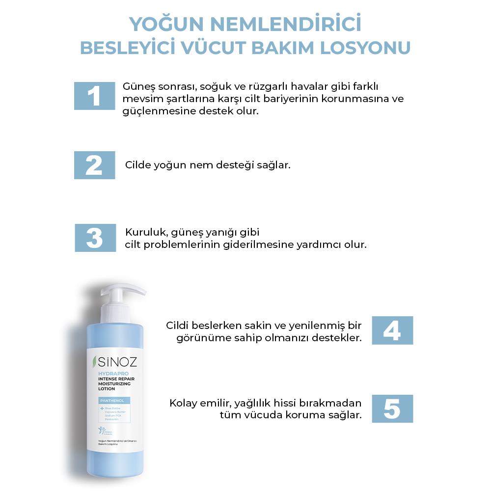 Sinoz Hydrapro Yoğun Nemlendirici ve Onarıcı Bakım Losyonu 400 ml