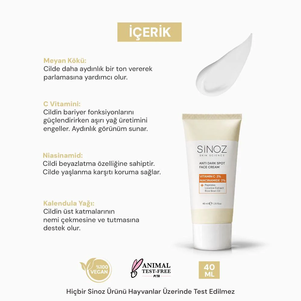 Sinoz Leke Kremi (Vitamin C 3% + Niacinamide 2%) 40 ml
