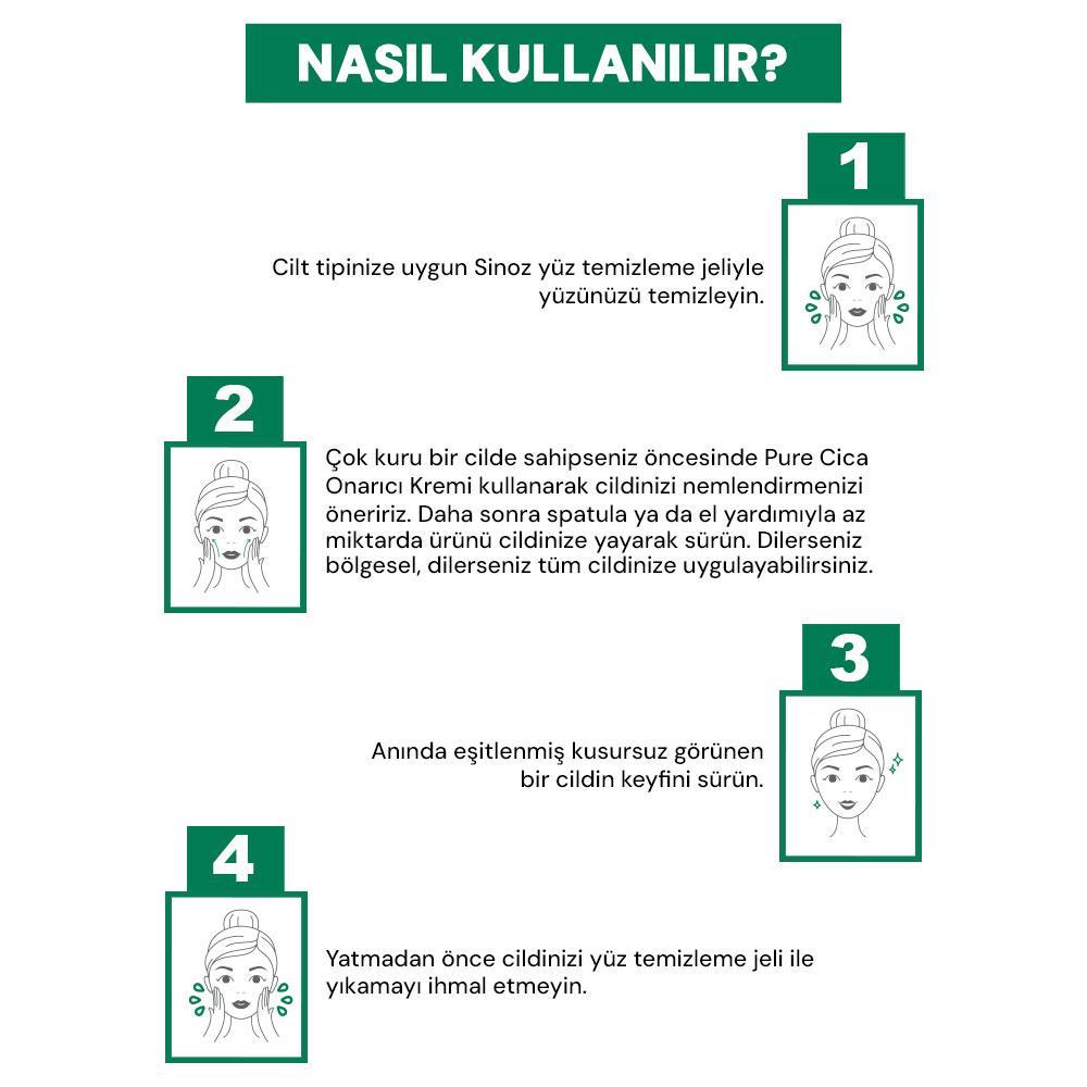 Sinoz Pure Cica Tiger Grass Anında Ton Eşitleyici Yoğun Onarıcı ve Kızarıklık Karşıtı Yüz Kremi 15 ml