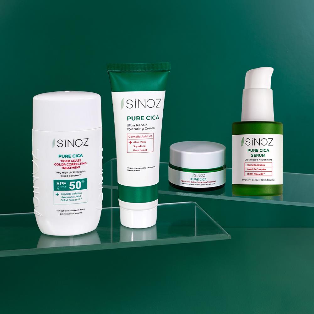 Sinoz Pure Cica Tiger Grass Anında Ton Eşitleyici Yoğun Onarıcı ve Kızarıklık Karşıtı Yüz Kremi 15 ml