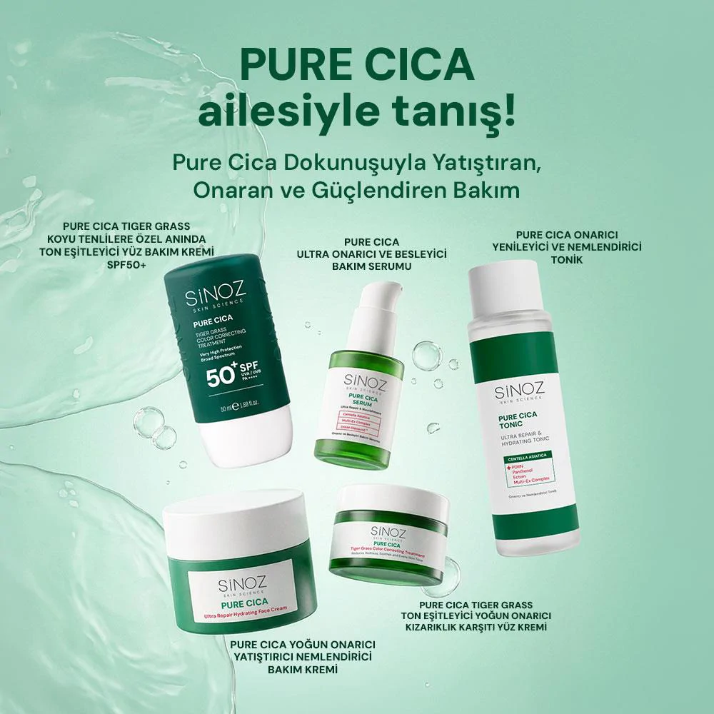 Sinoz Pure Cica Tiger Grass Anında Ton Eşitleyici Yoğun Onarıcı ve Kızarıklık Karşıtı Yüz Kremi 15 ml