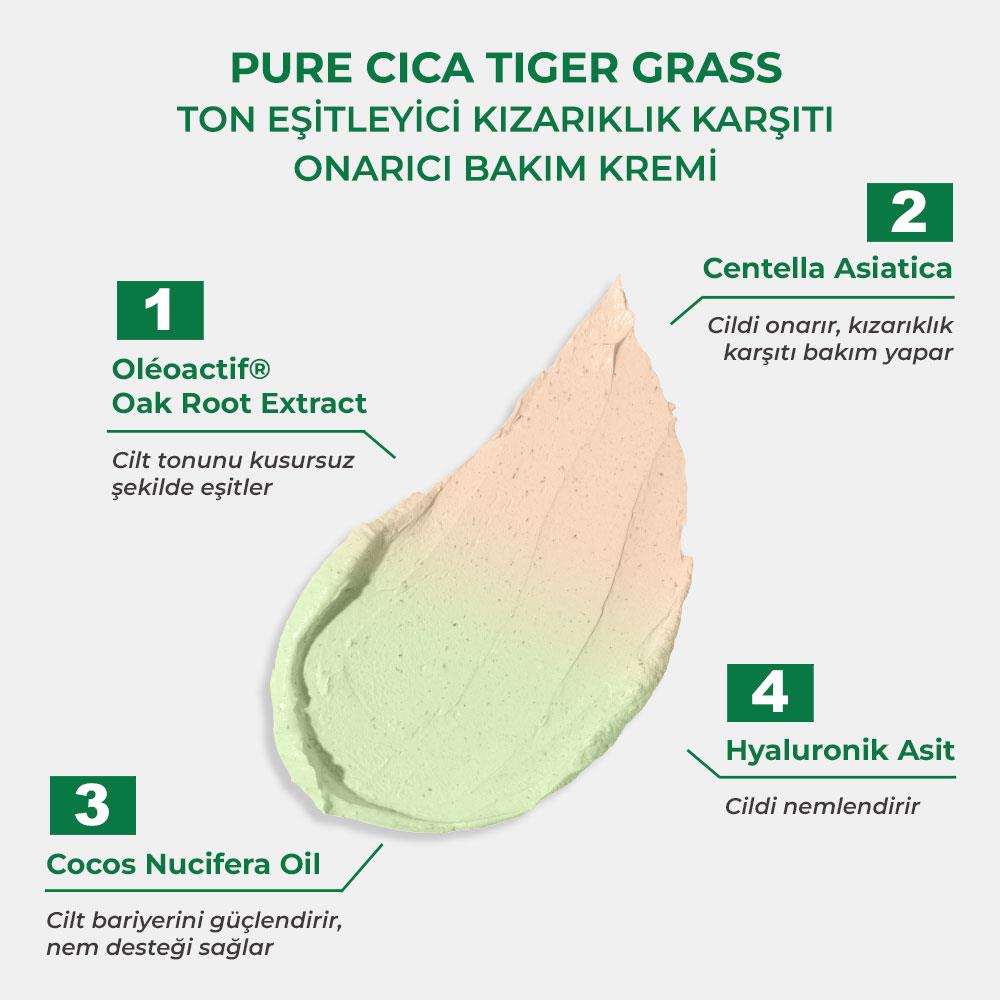 Sinoz Pure Cica Tiger Grass Ton Eşitleyici Yoğun Onarıcı Yatıştırıcı Kızarıklık Karşıtı Yüz Kremi 15 ml