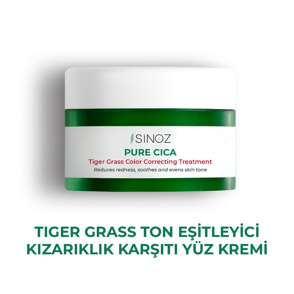 Sinoz Pure Cica Tiger Grass Ton Eşitleyici Yoğun Onarıcı Yatıştırıcı Kızarıklık Karşıtı Yüz Kremi 15 ml