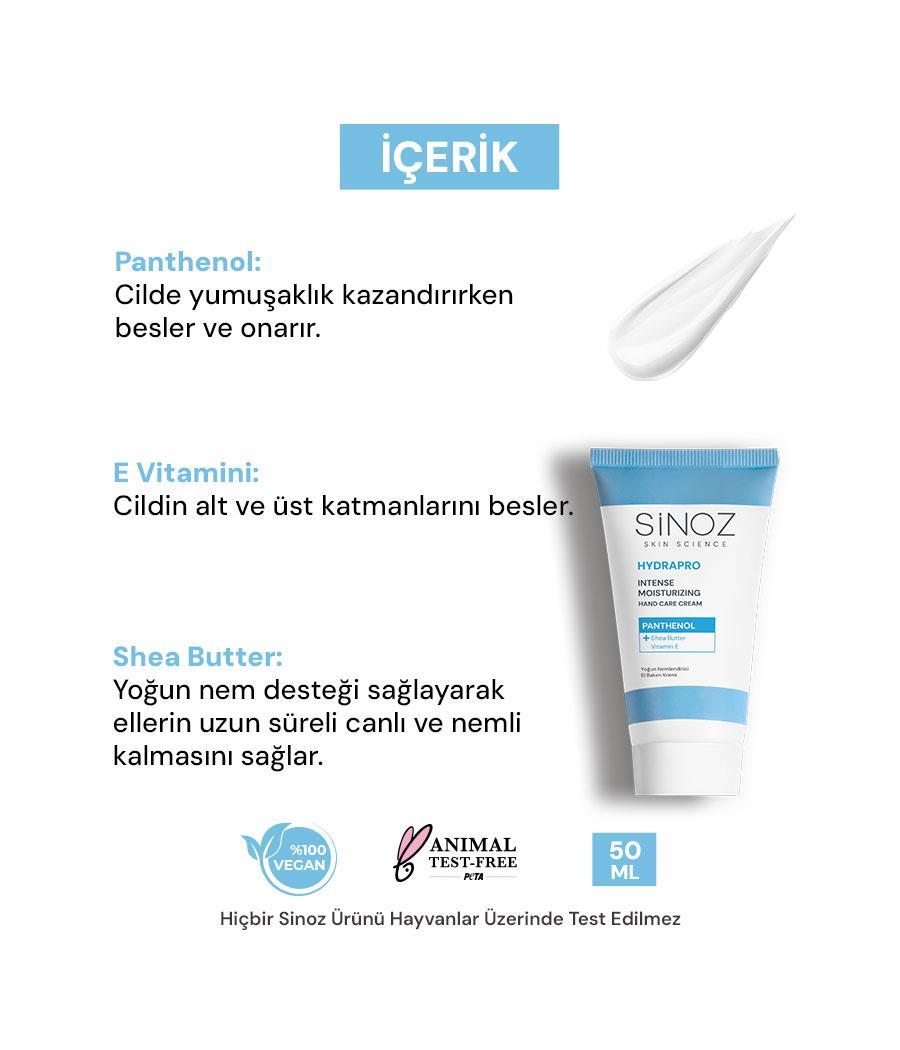 Sinoz Hydrapro Yoğun Nemlendirici El Bakım Kremi 50 ml
