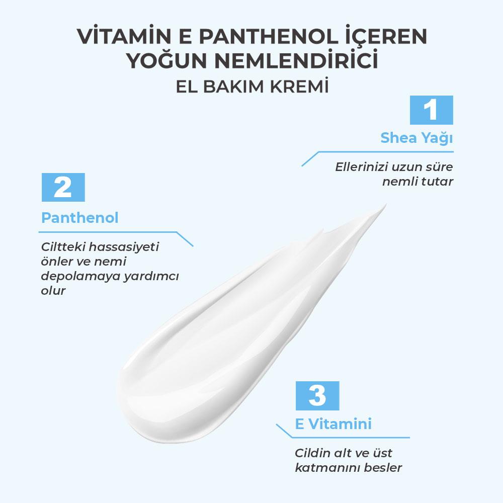 Sinoz Hydrapro Vitamin E Panthenol İçeren Yoğun Nemlendirici El Bakım Kremi 50 ml