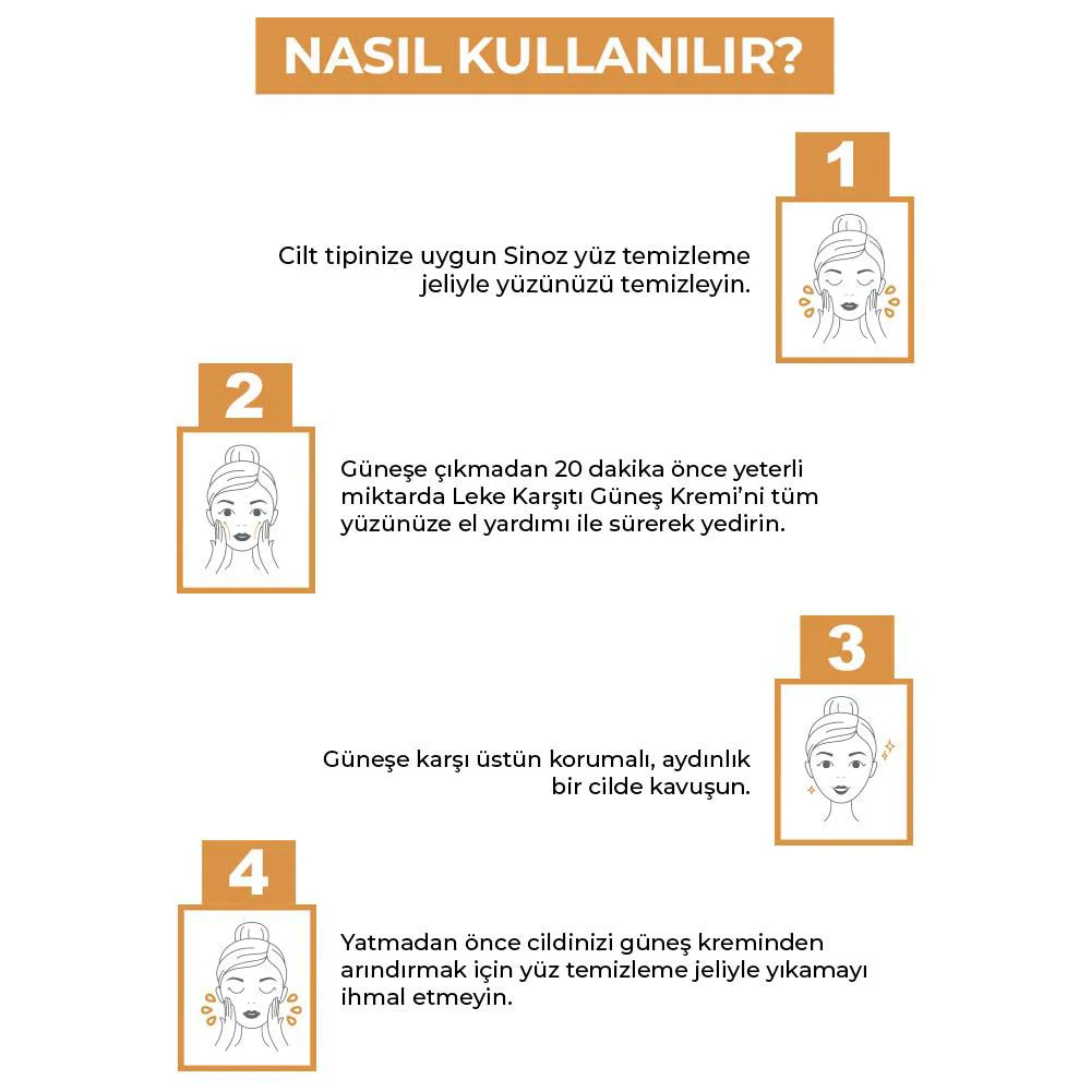 Sinoz Leke Karşıtı SPF50+ Güneş Kremi - Normal ve Kuru Ciltlere 50 ml