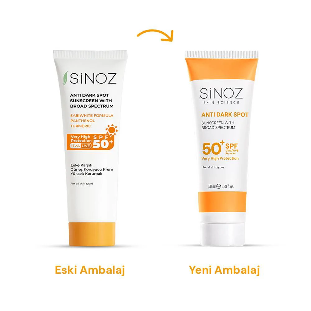 Sinoz Leke Karşıtı SPF50+ Güneş Kremi - Normal ve Kuru Ciltlere 50 ml