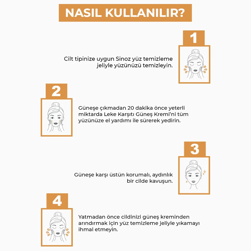 Sinoz Leke Karşıtı SPF50+ Güneş Kremi - Tüm Ciltler İçin 50 ml