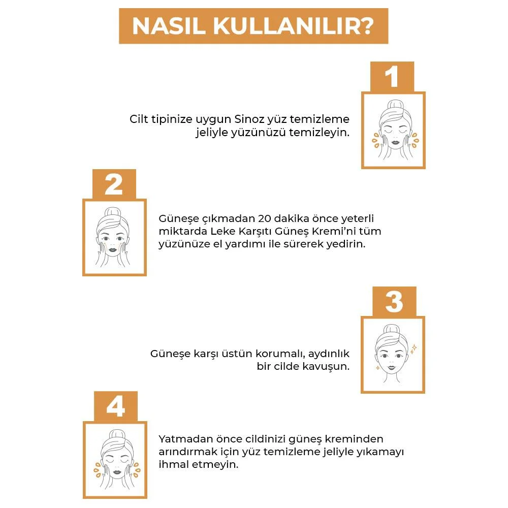 Sinoz Leke Karşıtı SPF50+ Güneş Kremi - Tüm Ciltler İçin 50 ml
