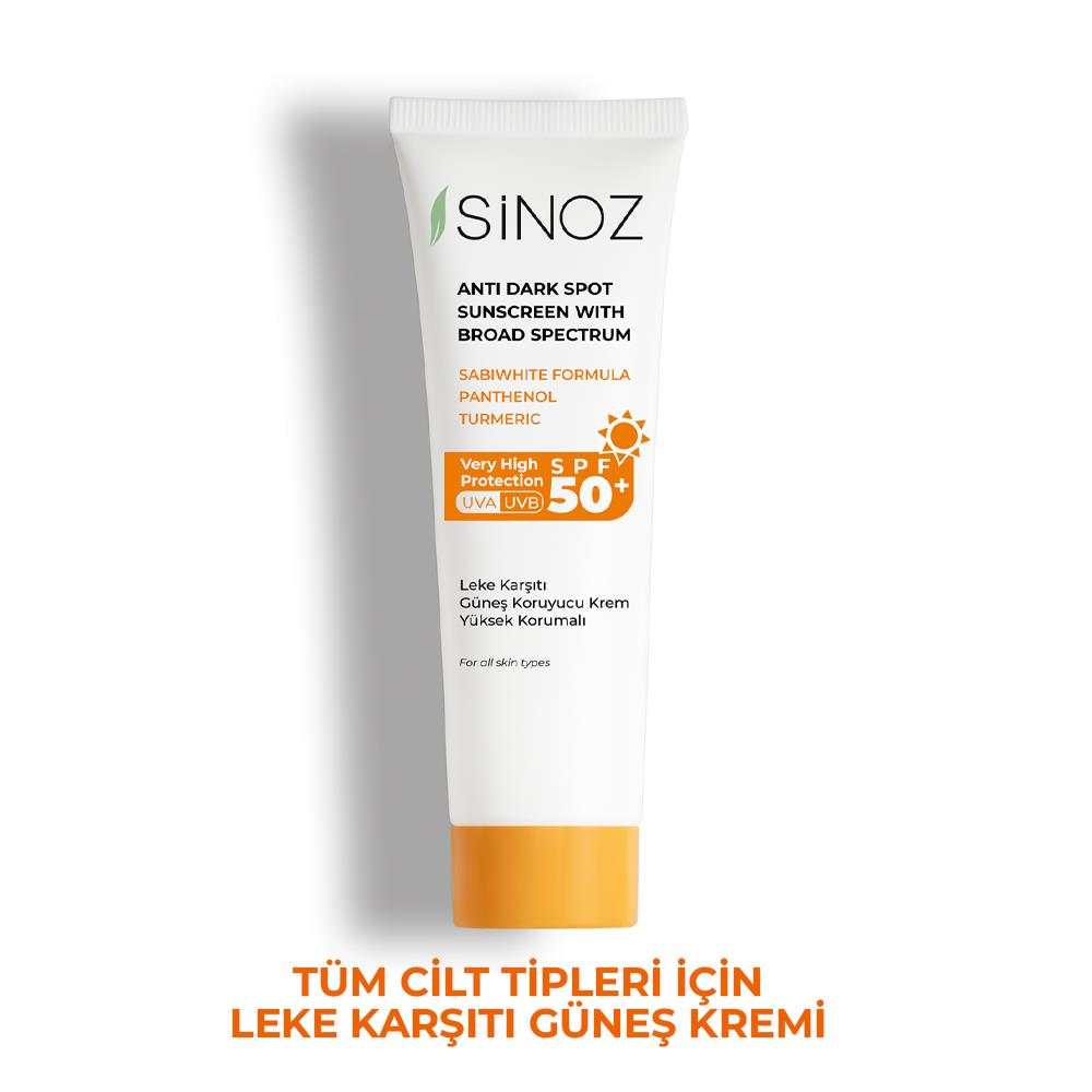 Sinoz Spf 50+ Leke Karşıtı Yüksek Koruyucu Yüz Güneş Kremi 50 ml Normal ve Kuru Ciltler İçin