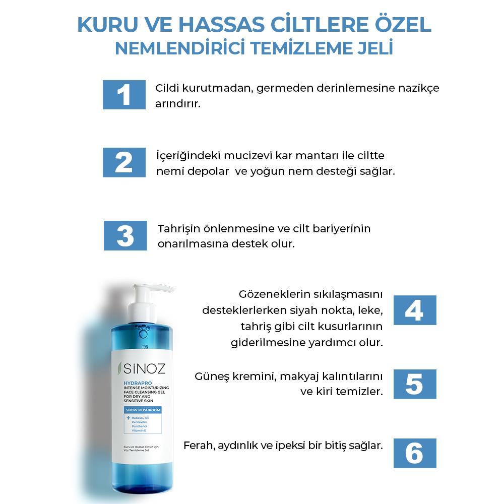 Sinoz  Hydrapro Kuru ve Hassas Ciltler İçin Yüz Temizleme Jeli 400 ml