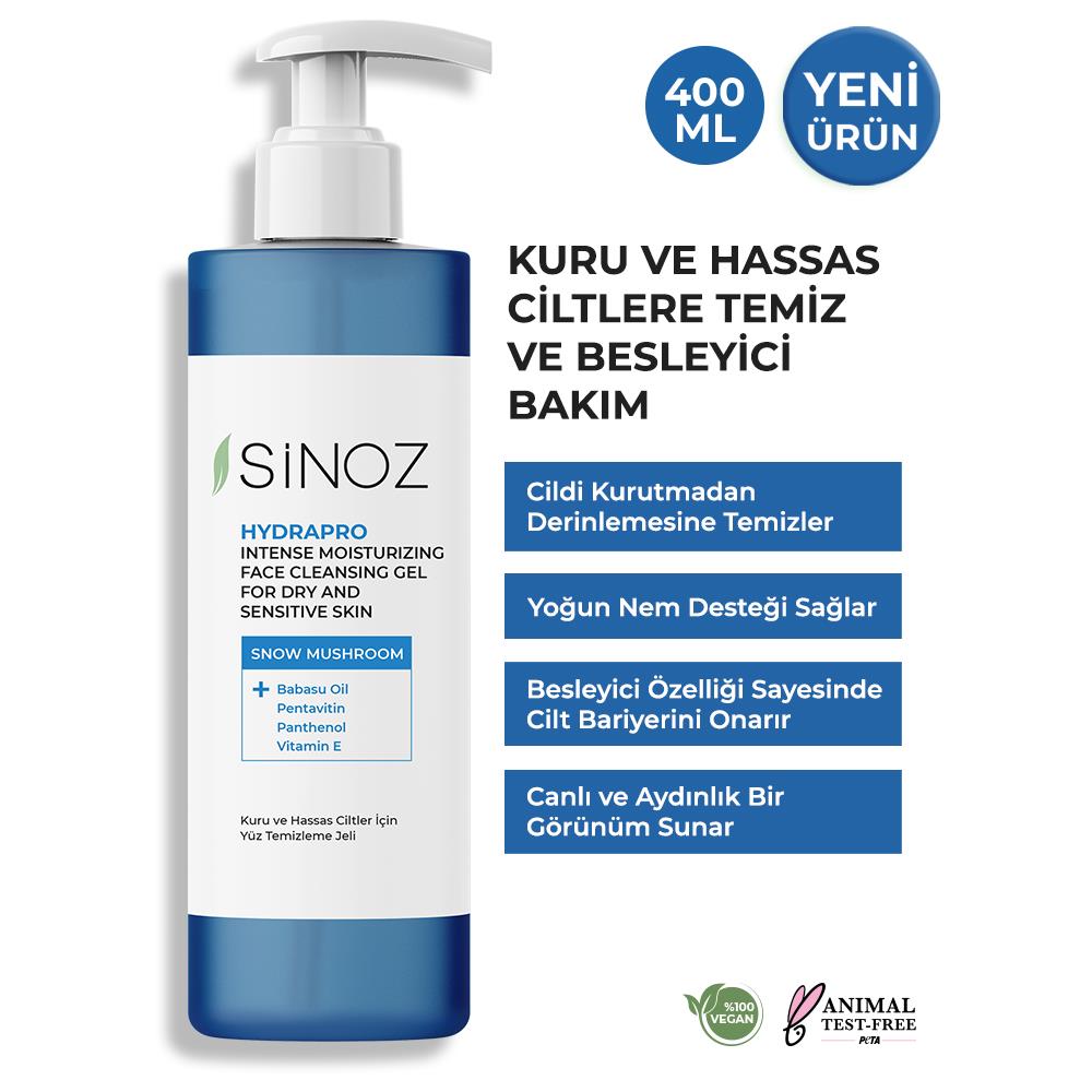 Sinoz  Hydrapro Kuru ve Hassas Ciltler İçin Yüz Temizleme Jeli 400 ml