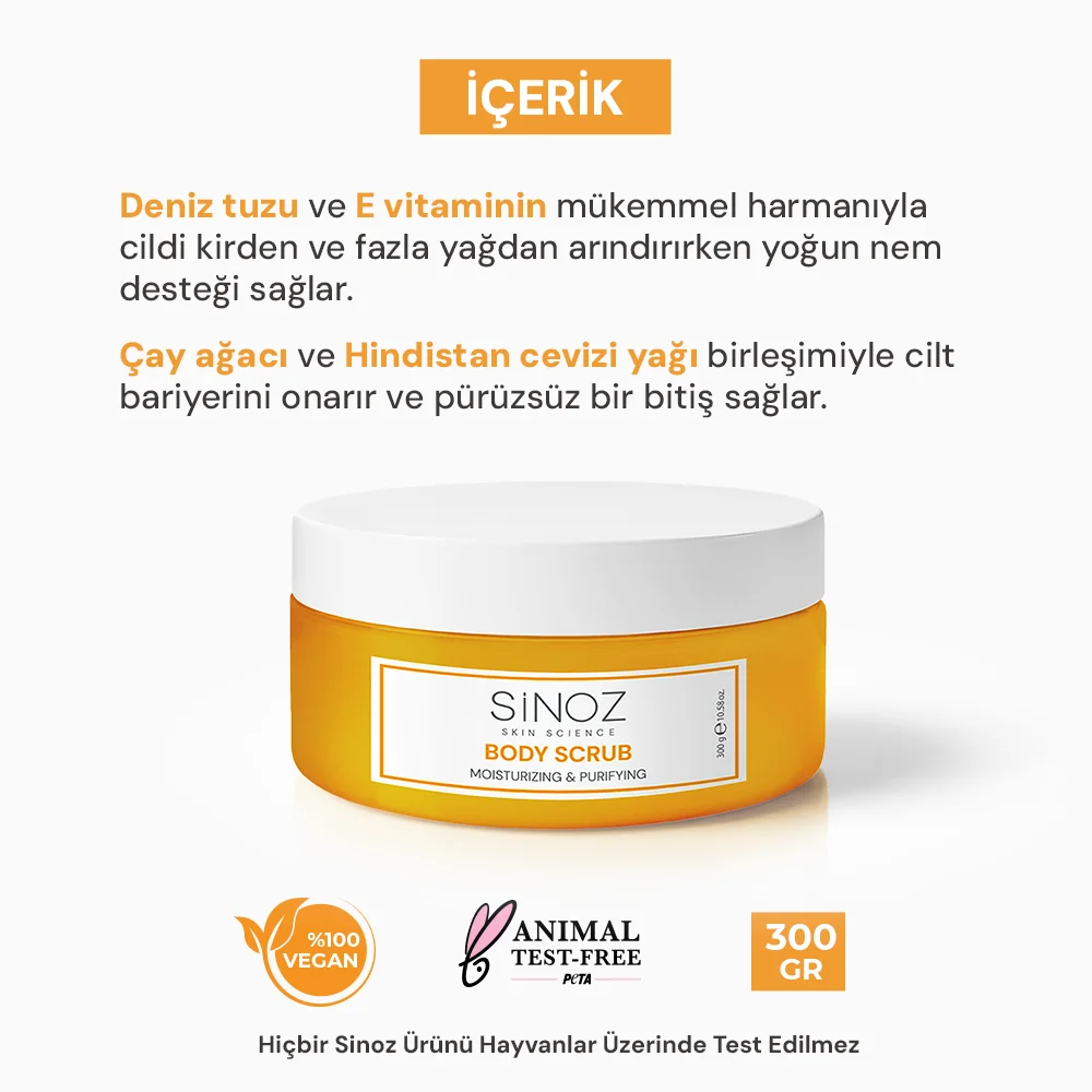 Sinoz Arındırıcı Nemlendirici Vücut Peelingi 300 gr