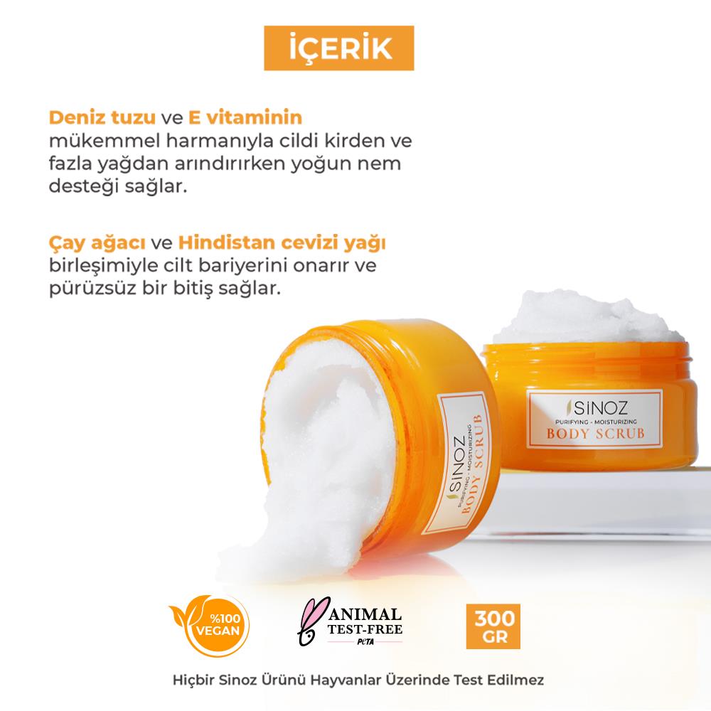 Sinoz Body Scrub Besleyici Arındırıcı Nemlendirici Vücut Peelingi 300 gr