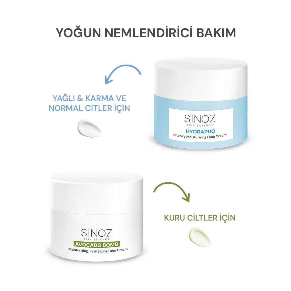 Sinoz Hydrapro Su Bazlı 72 Saat Yoğun Nemlendirici Yüz Bakım Kremi 50 ml