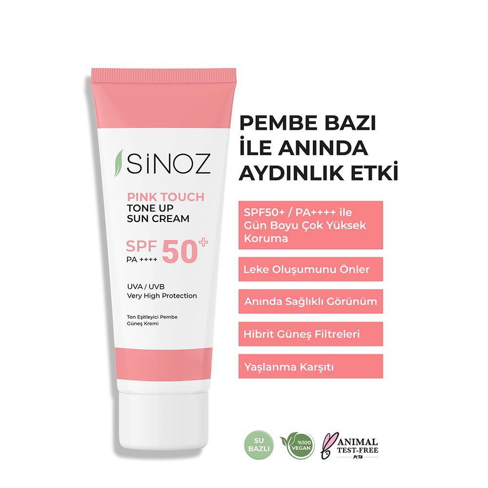 Sinoz Pink Touch Spf 50+ Cilt Aydınlatıcı Ton Eşitleyici Pembe Yüz Güneş Kremi 50 ml Tüm Ciltler İçin