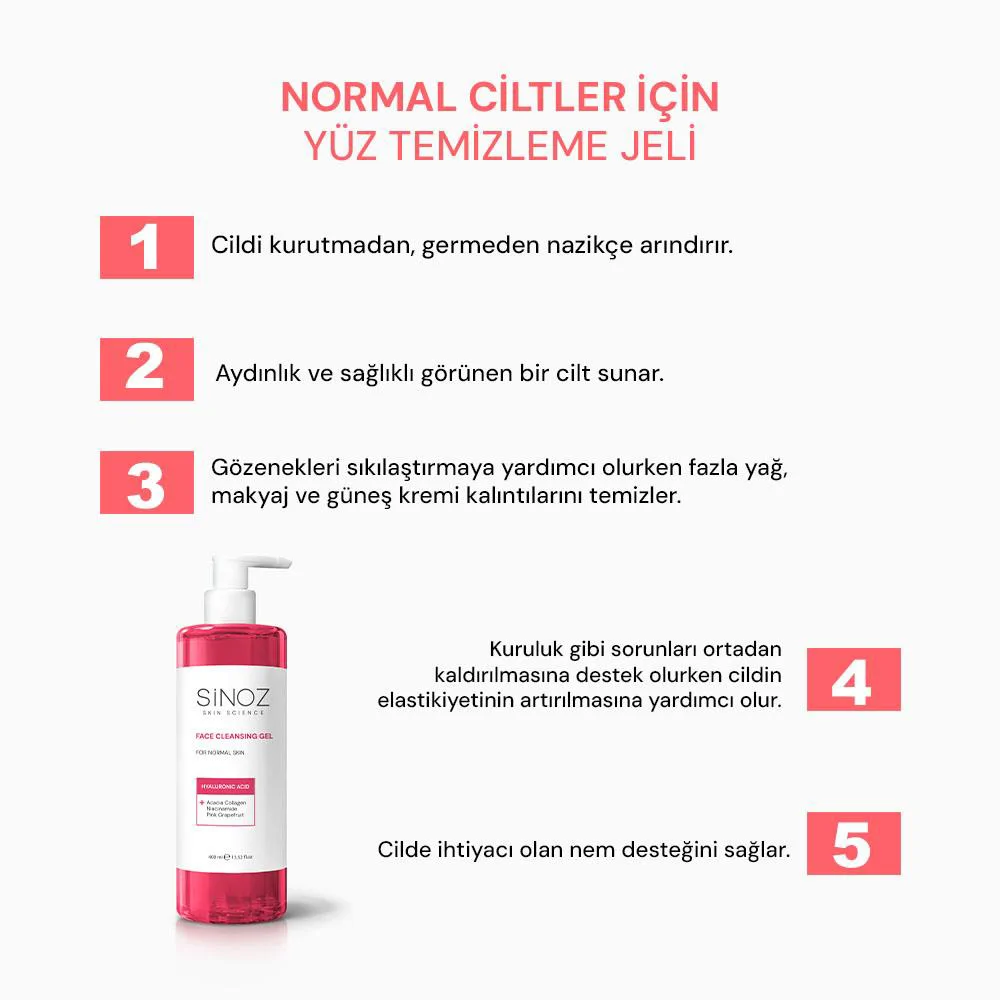 Sinoz Normal Ciltler için Yüz Temizleme Jeli 400 ml