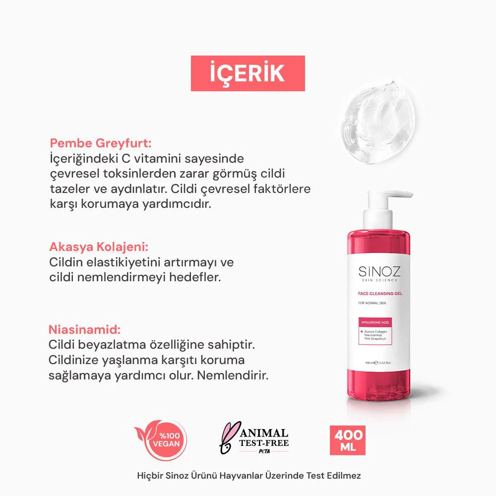 Sinoz Normal Ciltler için Yüz Temizleme Jeli 400 ml