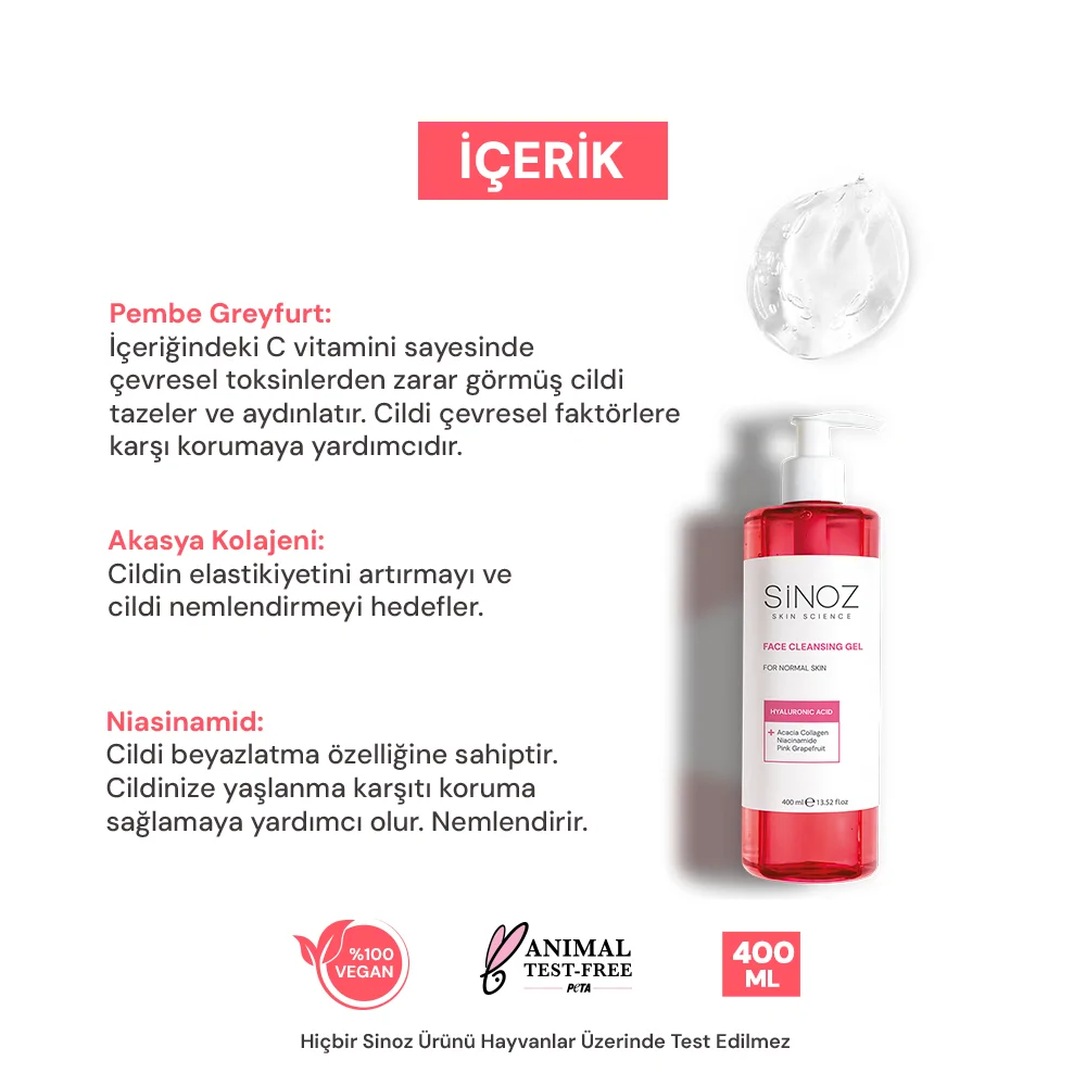 Sinoz Normal Ciltler için Yüz Temizleme Jeli 400 ml