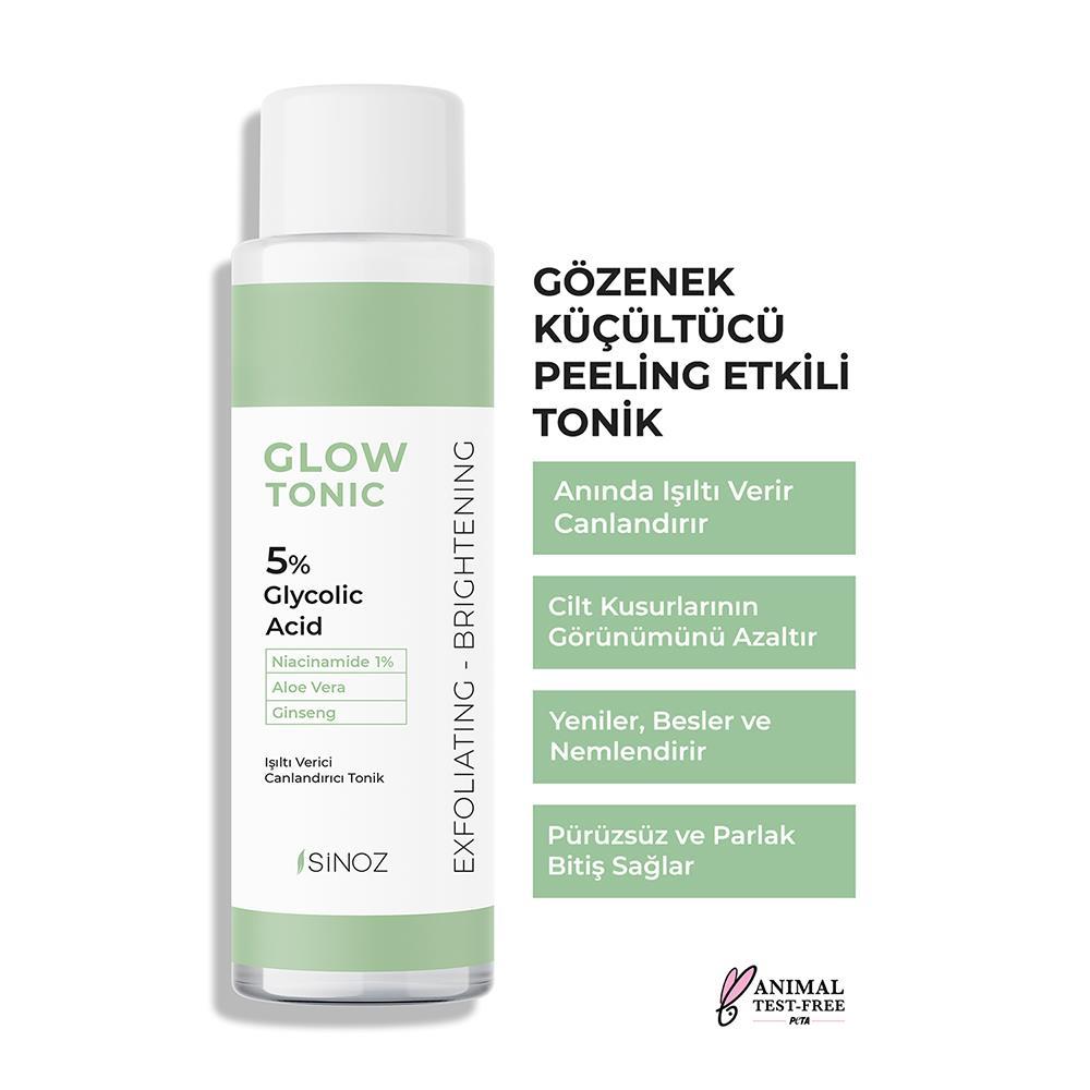 Sinoz Gözenek Sıkılaştırıcı Arındırıcı Canlandırıcı Peeling Etkili Glow Tonik Glycolic Acid %5 + Niacinamide %1 200 ml