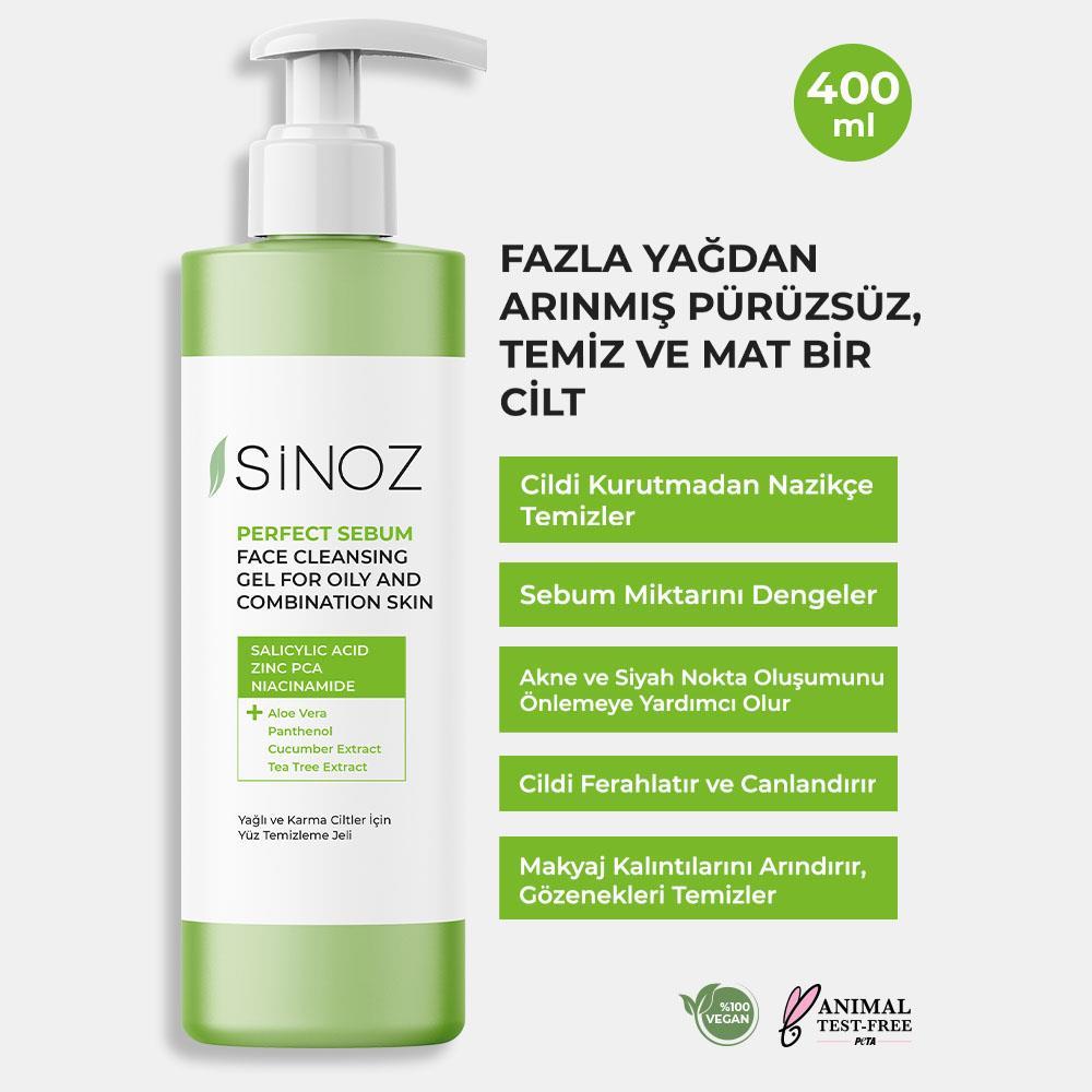 Sinoz Perfect Sebum Dengeleyici Yüz Temizleme Jeli 400 ml Yağlı Karma Ciltler İçin