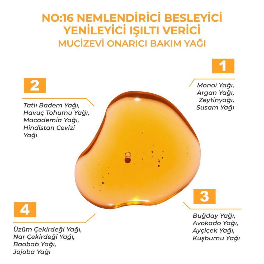 Sinoz No:16 Nemlendirici Besleyici Yenileyici Işıltı Verici Mucizevi Onarıcı Bakım Yağı 100 ml