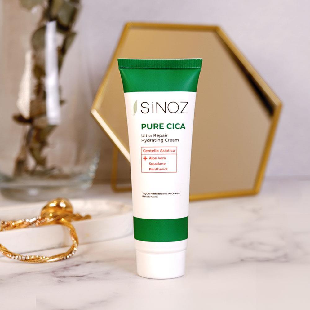 Sinoz Pure Cica Yoğun Onarıcı Yatıştırıcı Nemlendirici Bakım Kremi 50 ml Tahriş Olmuş Hasarlı Ciltler İçin