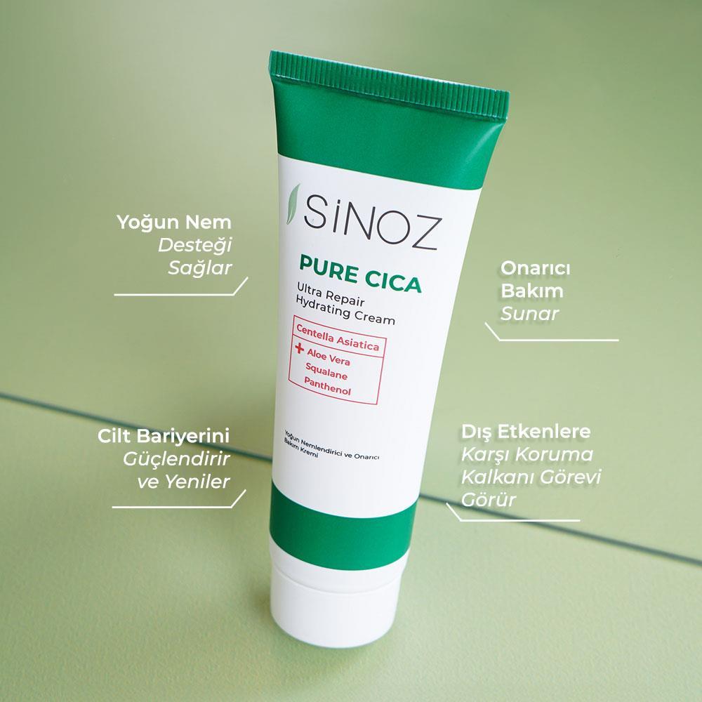 Sinoz Pure Cica Yoğun Onarıcı Yatıştırıcı Nemlendirici Bakım Kremi 50 ml Tahriş Olmuş Hasarlı Ciltler İçin