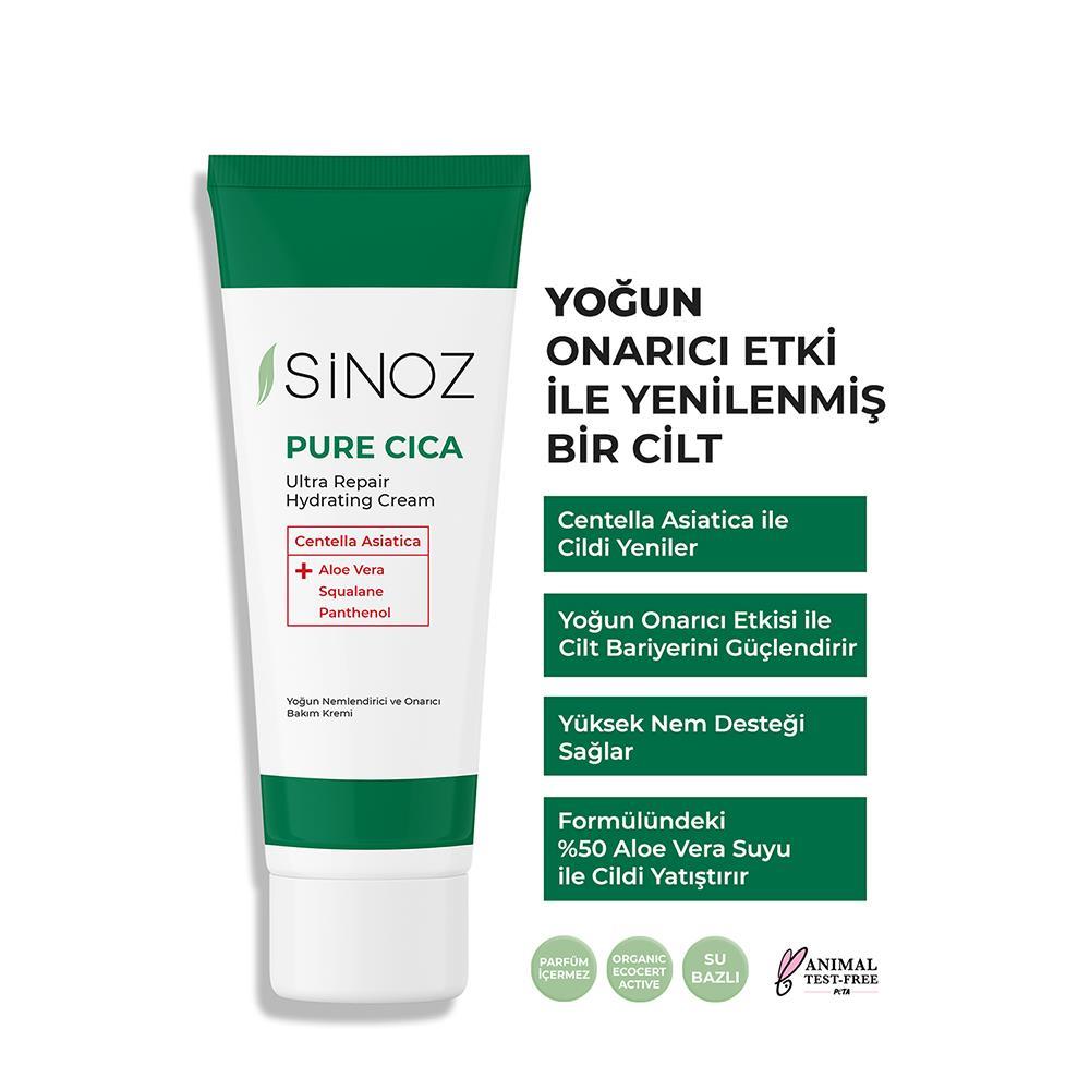 Sinoz Pure Cica Yoğun Onarıcı Yatıştırıcı Nemlendirici Bakım Kremi 50 ml Tahriş Olmuş Hasarlı Ciltler İçin