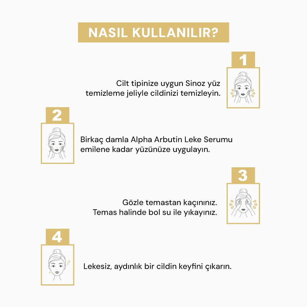 Sinoz Koyu Leke Karşıtı Arbutin Cilt Serumu (Niacinamide 5% + Alpha Arbutin 2%) 30 ml