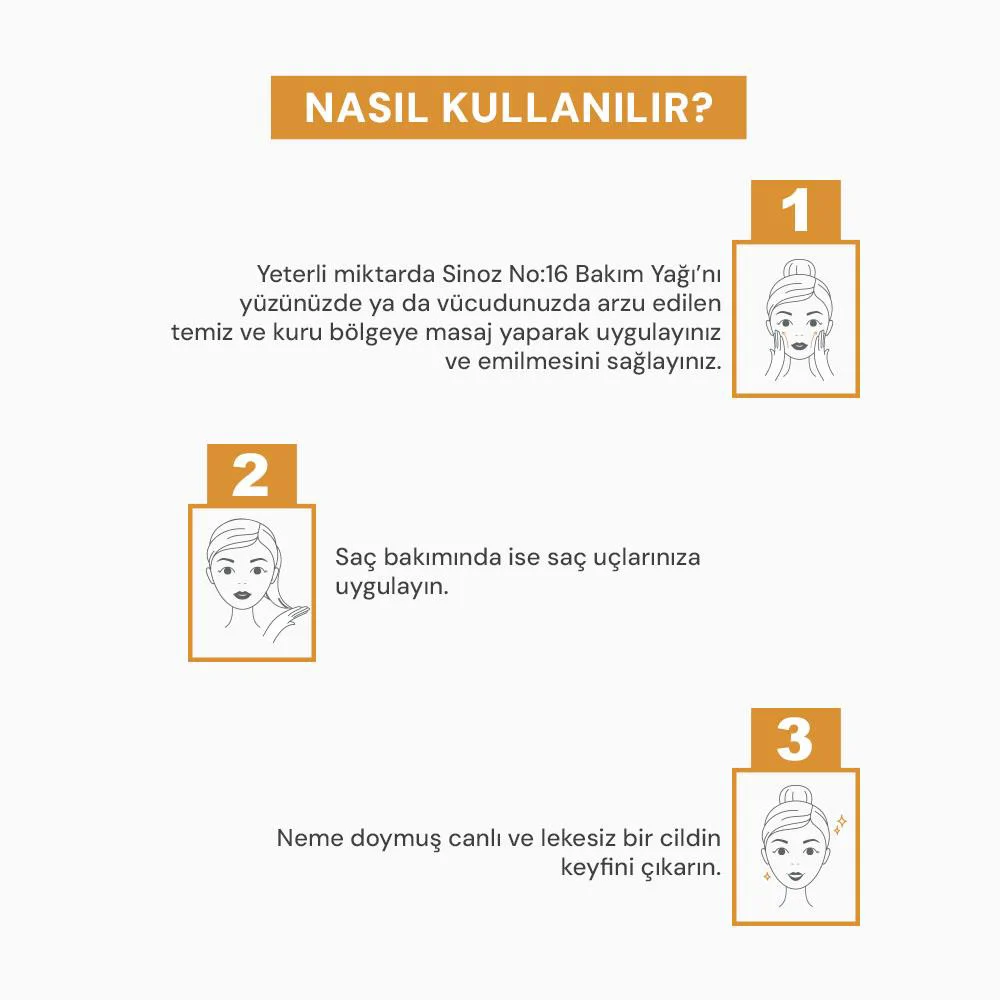 Sinoz No:16 Nemlendirici Besleyici Bakım Yağı Yüz - Saç - Vücut 100 ml
