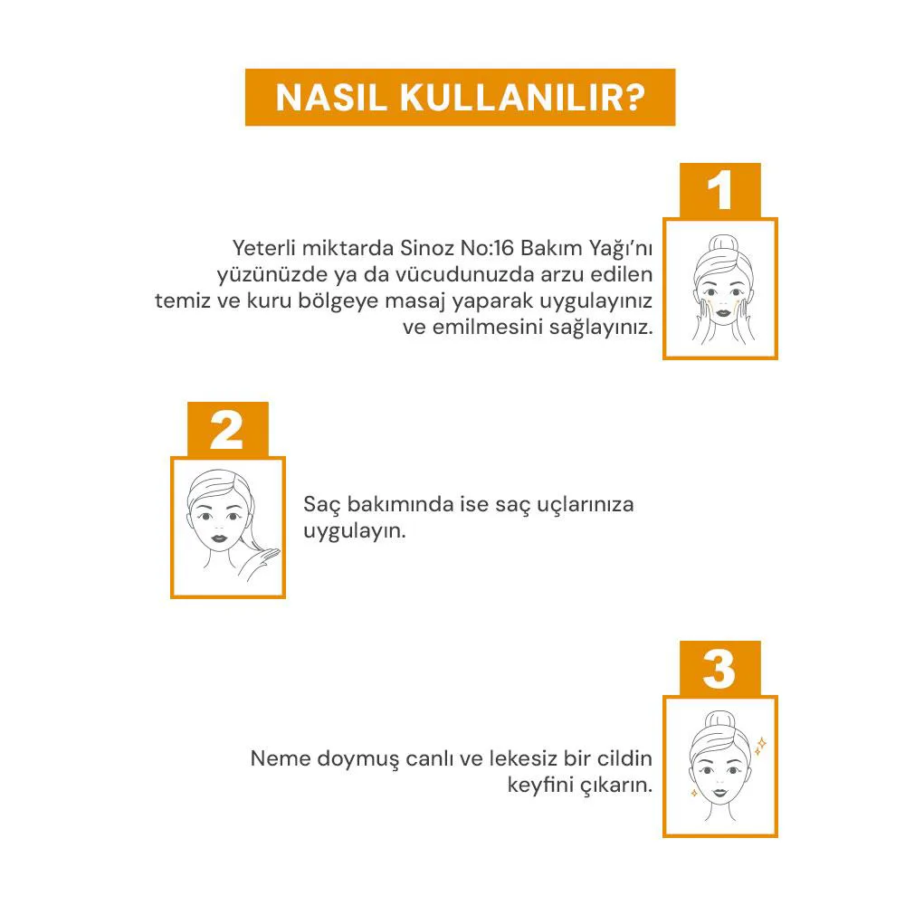 Sinoz No:16 Nemlendirici Besleyici Bakım Yağı  Yüz - Saç - Vücut 100 ml